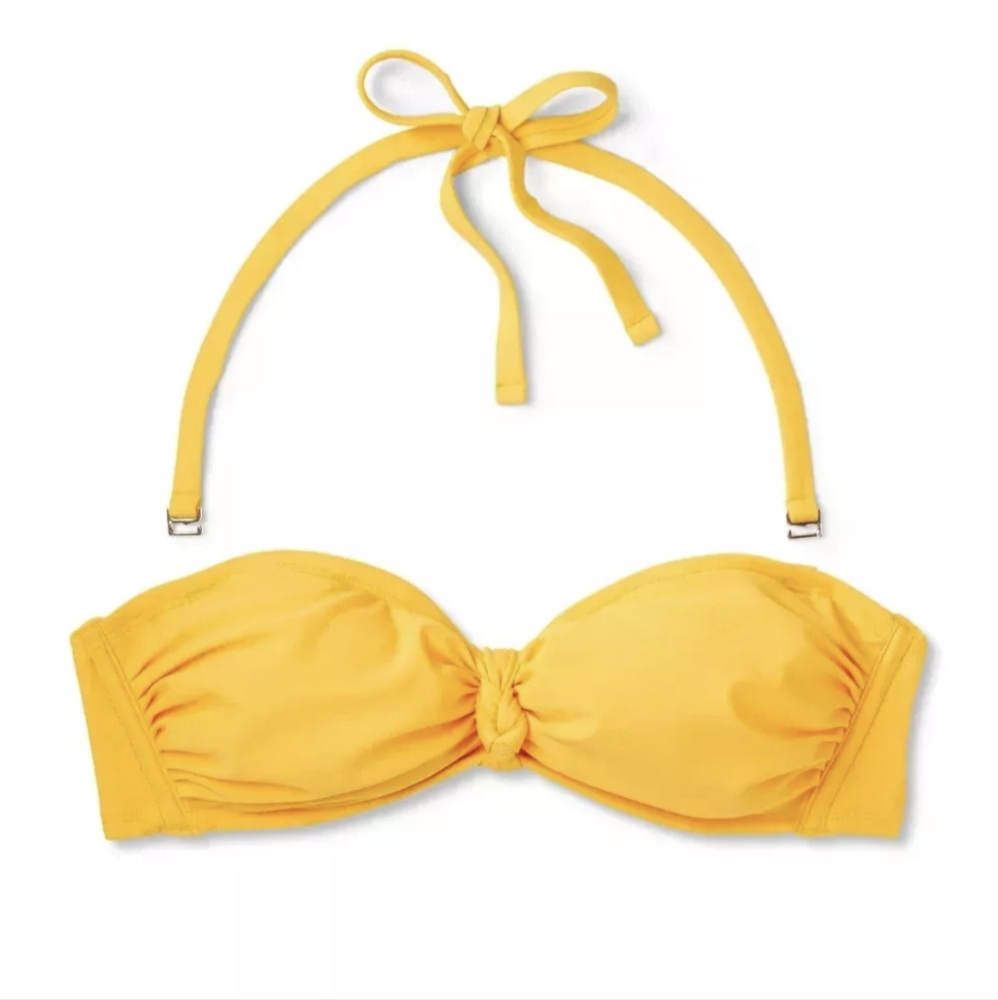 Wild Fable Women's Knot-Front Bandeau Bikini Top Yellow Size 8-10